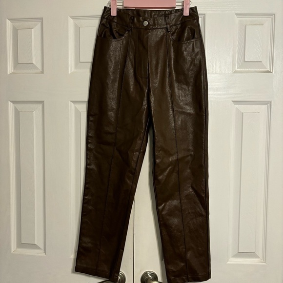 Princess Polly Dusty Brown Leather Pants - Picture 2 of 10
